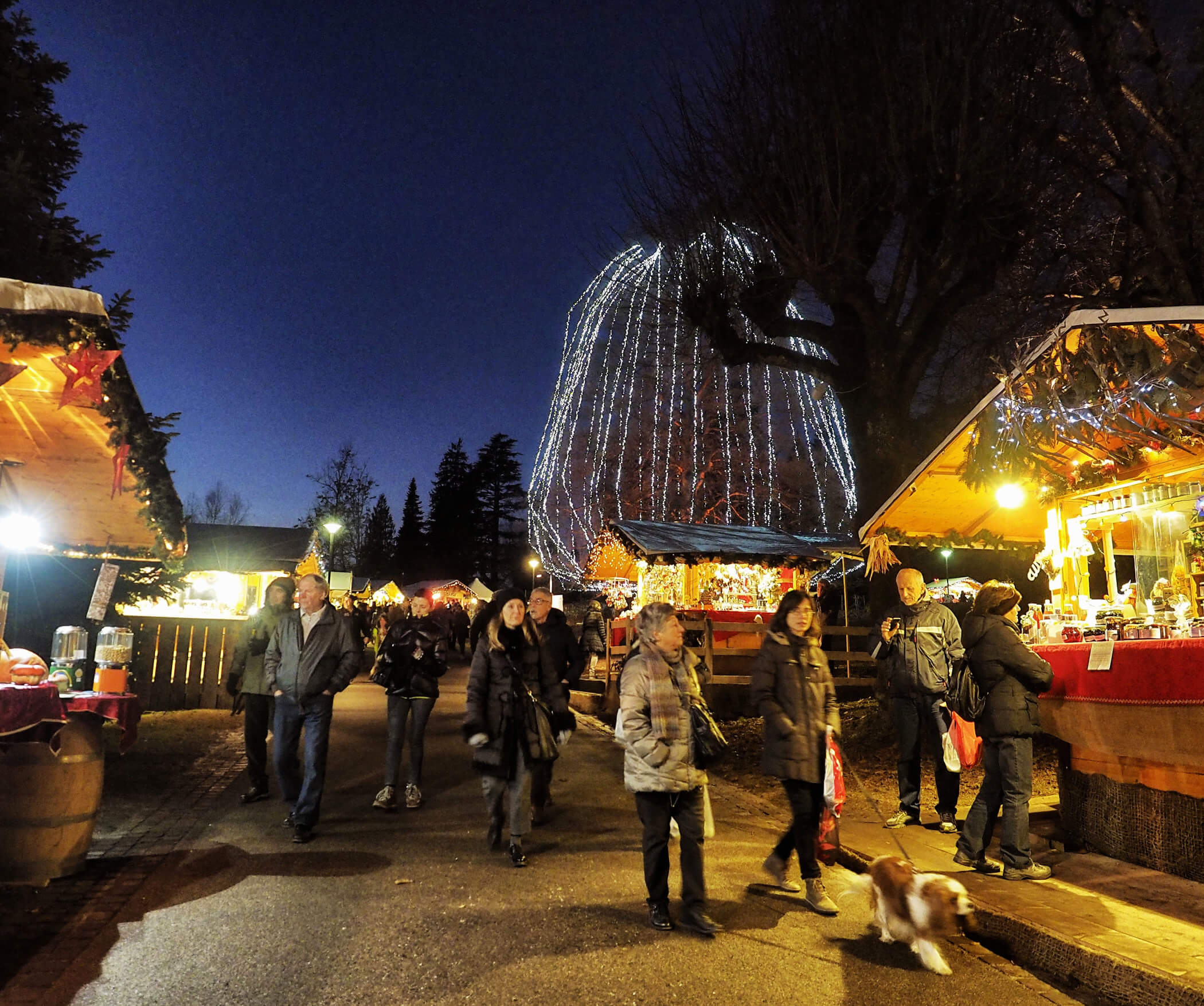 Vista sul mercatino di Natale Levico Terme
